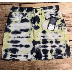 Hudson Jean Skirt Womens Size 28 Yellow/Grey Tie Dye